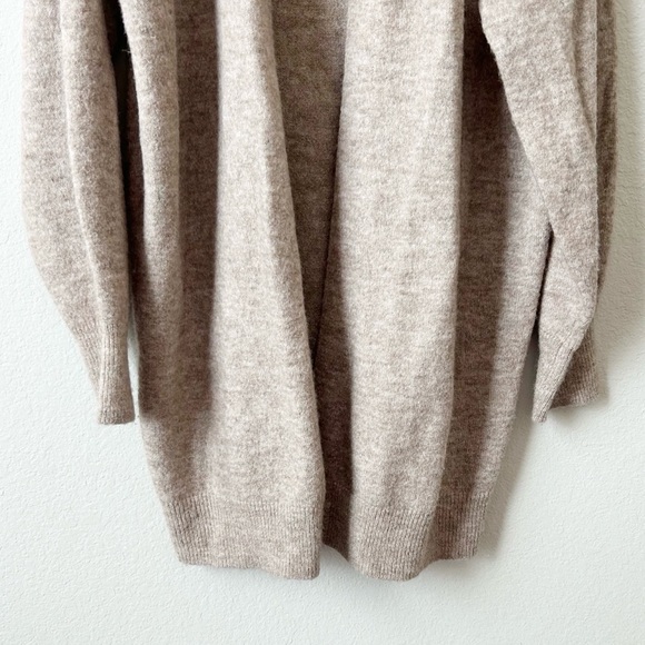 H&M Elegant Heather Tan Beige Open-Front Long Oversized Wool Cardigan Sz M - Picture 5 of 15